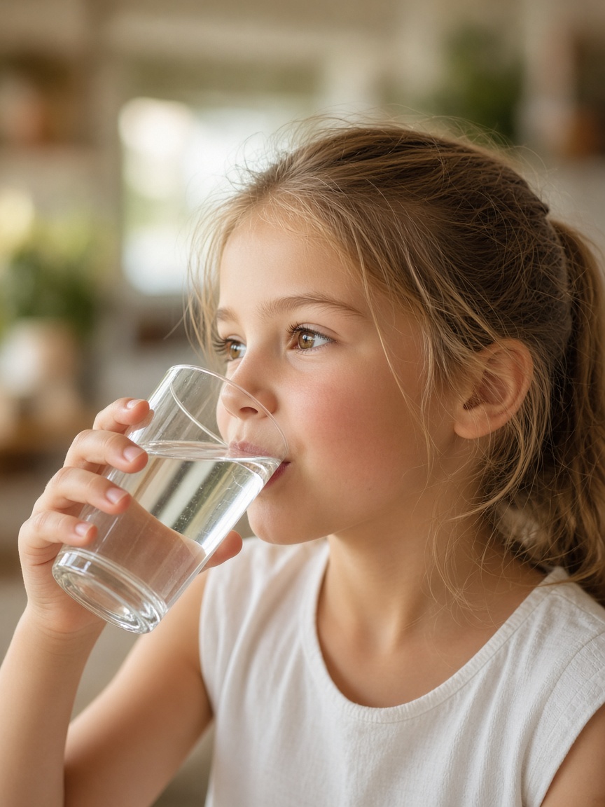 Child drinking pure water